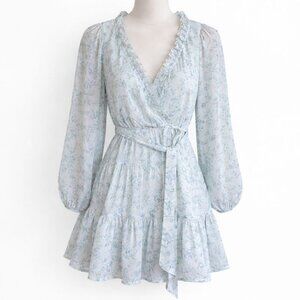 Here Comes The Sun Floral Ruffle Mini Dress XS Boho Cottagecore Date Night